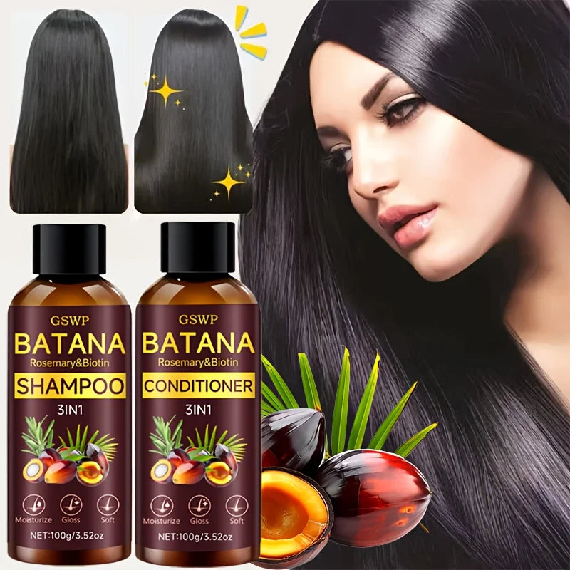 GSWP 4-in-1 Batana Oil Hair Care Set – Rosemary & Biotin Infused Shampoo, Conditioner, Essential Oil & Hair Mask for Growth, Moisture & Shine