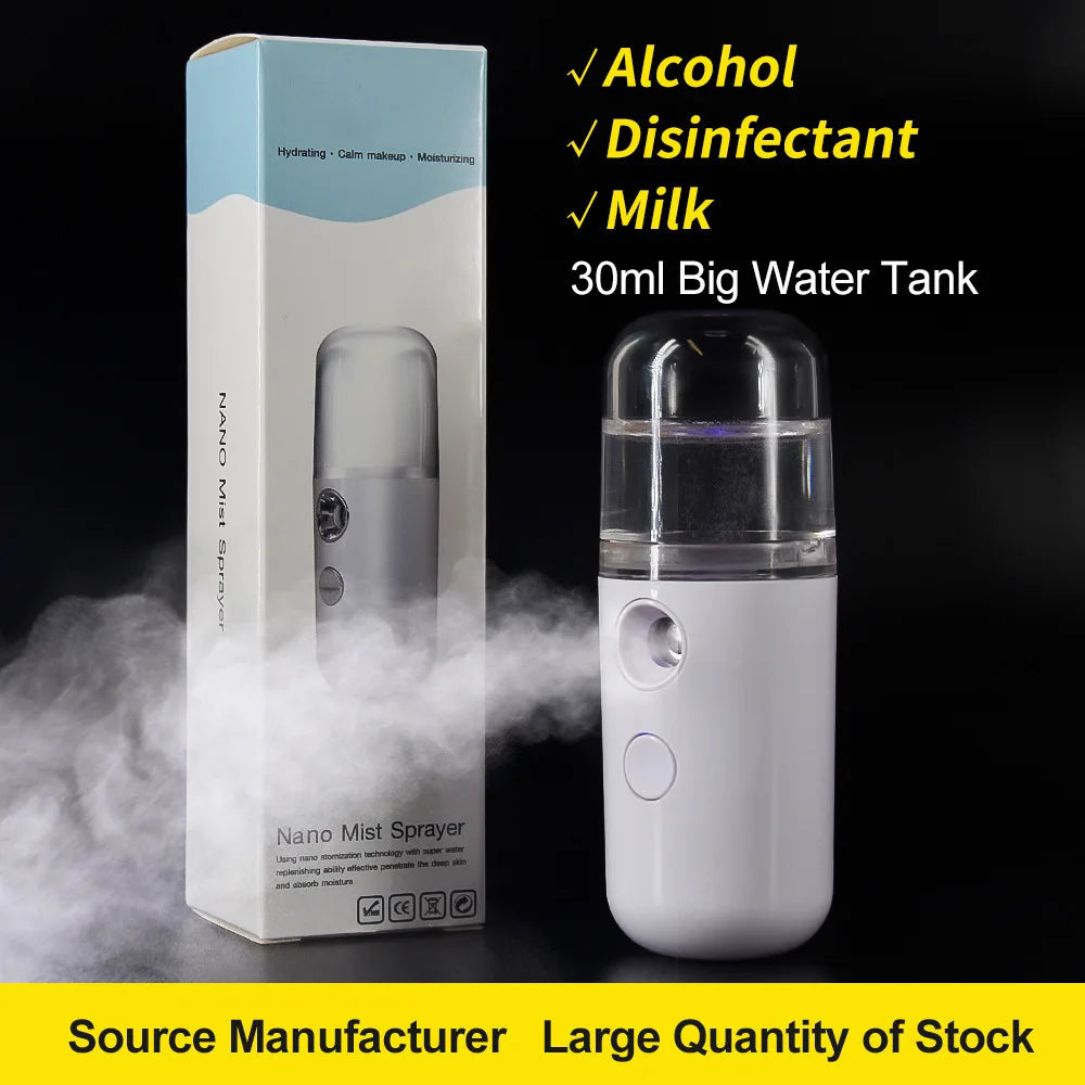 Mini 30mL Face Steamer USB Rechargeable Nano Facial Mister Beauty Portable Humidifier Diffuser Moisturizing Skin Care Tools