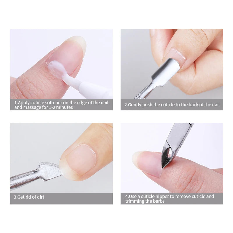 Professional Stainless Steel Dual-End Cuticle Pusher & Gel Polish Scraper Set