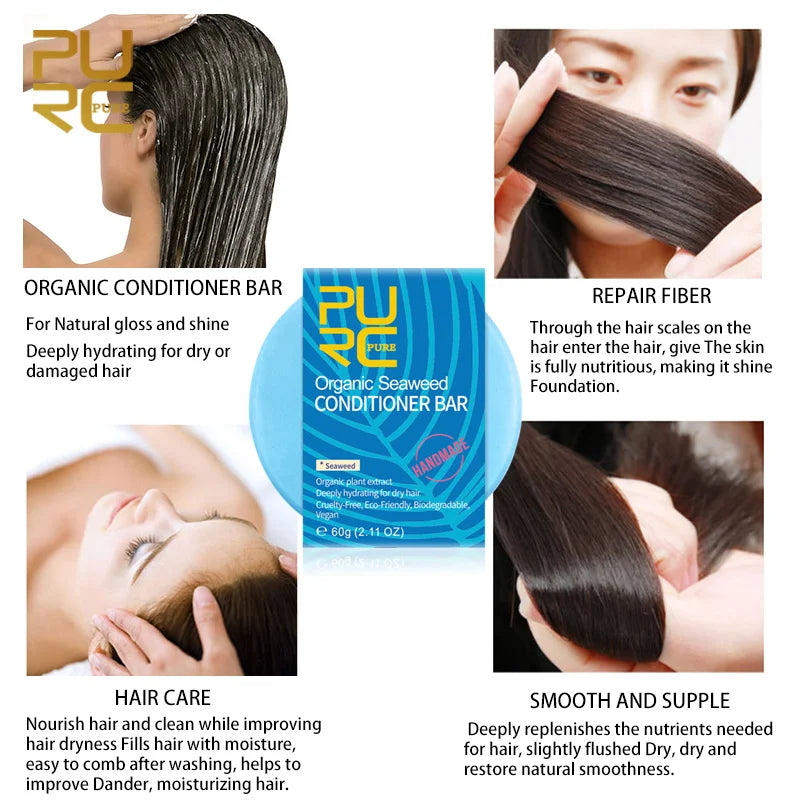 PURC Organic Seaweed Conditioner Bar | Deeply Hydrating & Eco-Friendly