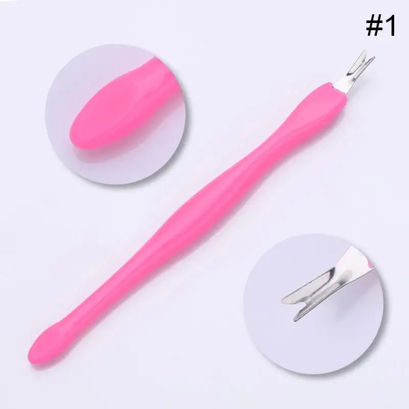 Professional Stainless Steel Dual-End Cuticle Pusher & Gel Polish Scraper Set