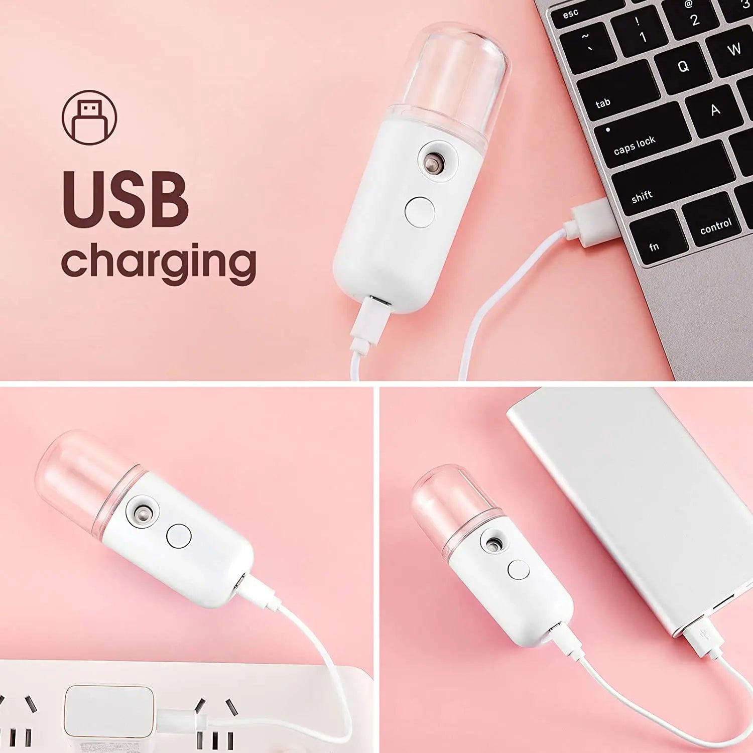 Mini 30mL Face Steamer USB Rechargeable Nano Facial Mister Beauty Portable Humidifier Diffuser Moisturizing Skin Care Tools