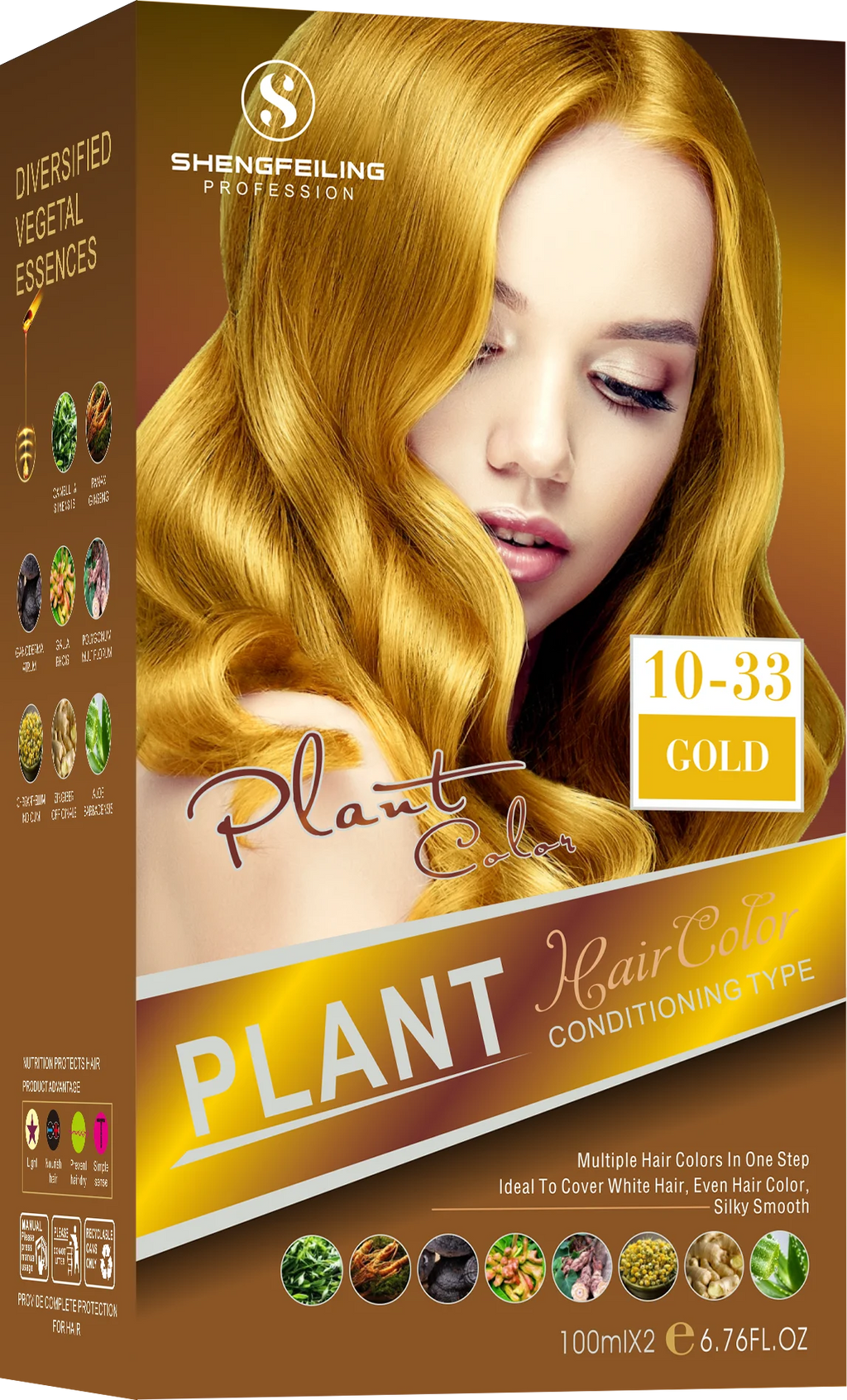 SHENGFEILING 8-in-1 Herbal Conditioning Hair Color Kit (200ml) – 100% Gray Coverage Botanical Hair Dye