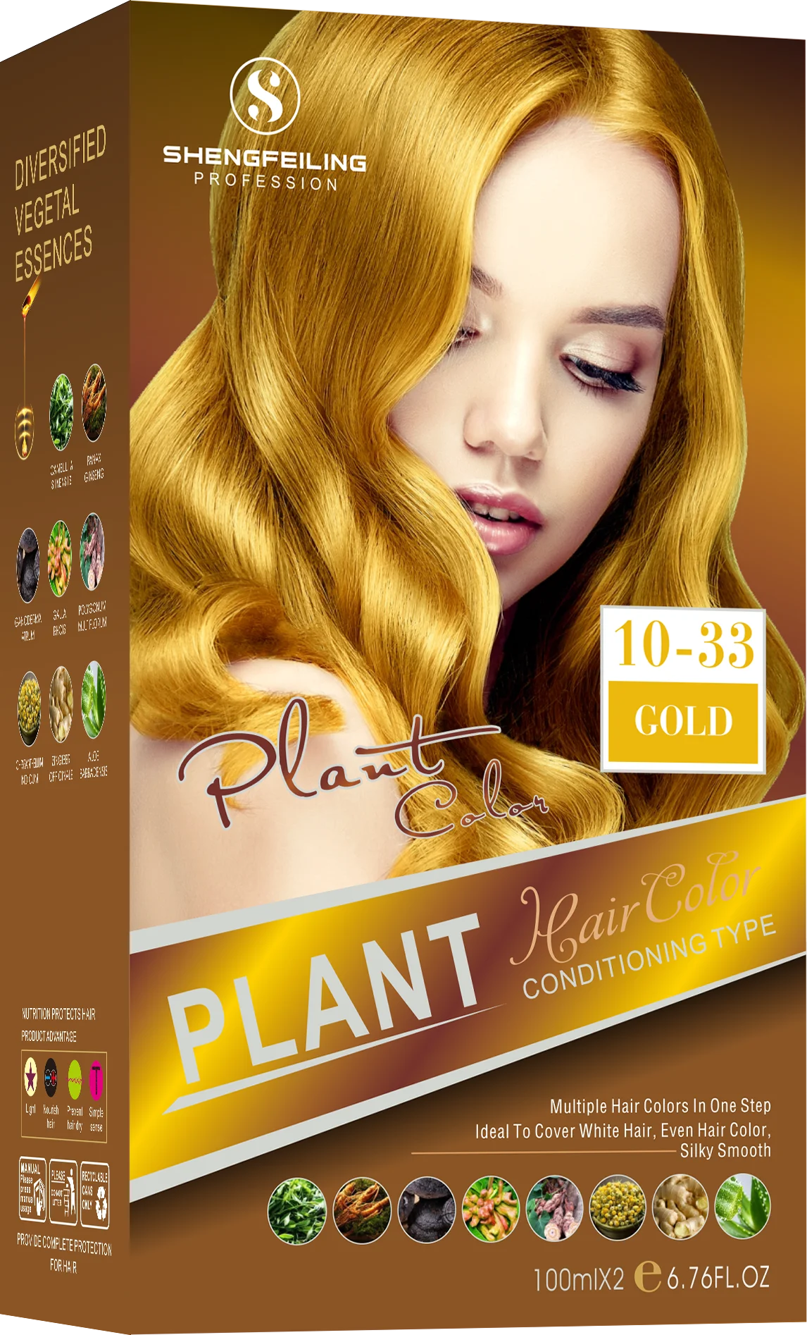 SHENGFEILING 8-in-1 Herbal Conditioning Hair Color Kit (200ml) – 100% Gray Coverage Botanical Hair Dye