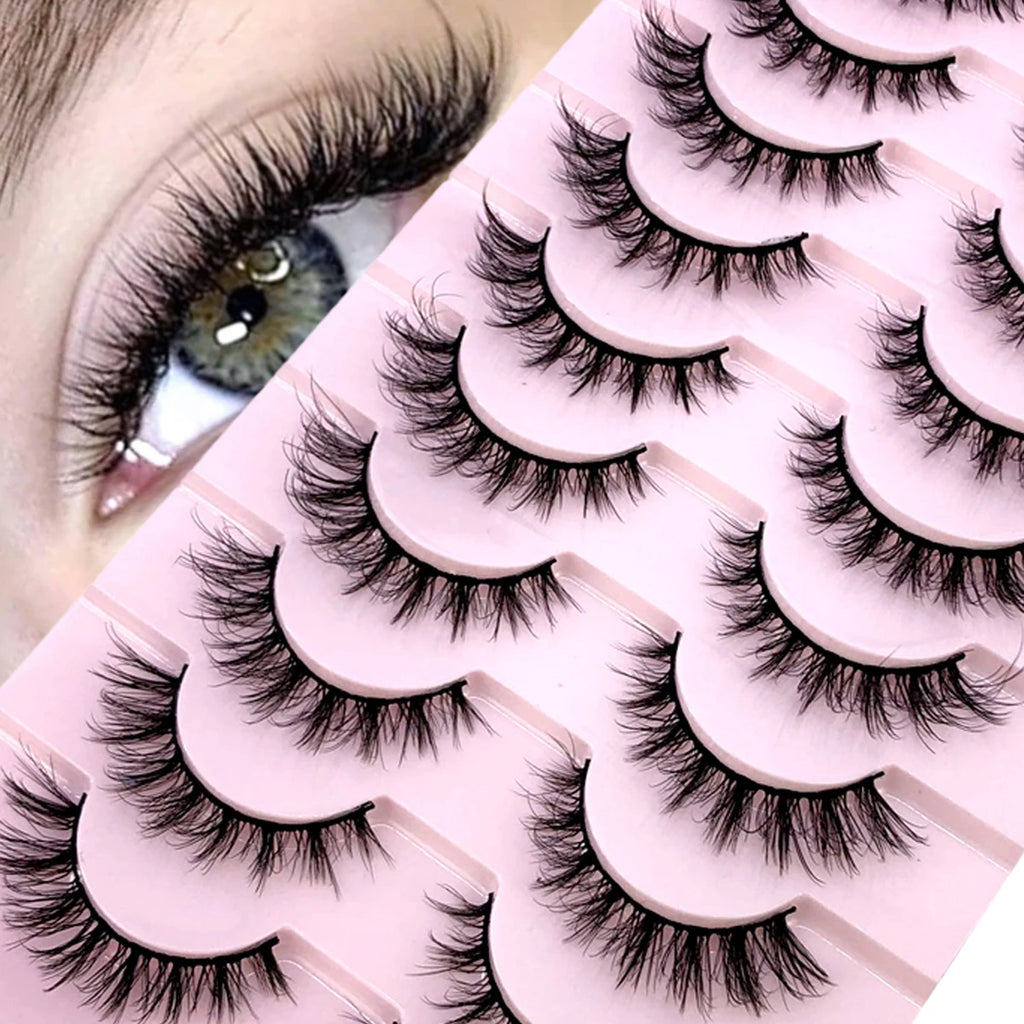 AMSDEN® 10 Pairs Dramatic Volume Faux Mink Eyelashes - Fluffy & Wispy False Lashes Bulk Pack