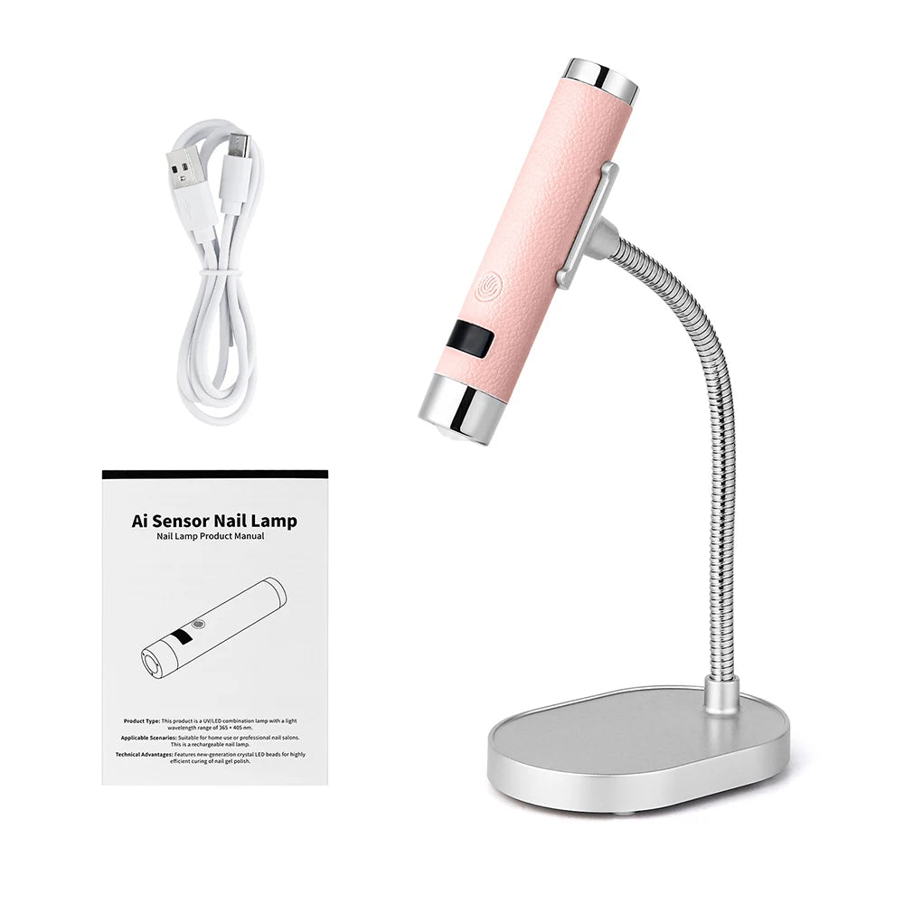2-in-1 Handheld & Gooseneck Desktop Rechargeable Intelligent UV/LED Nail Lamp – 800mAh Battery, Smart Sensor, Digital Timer