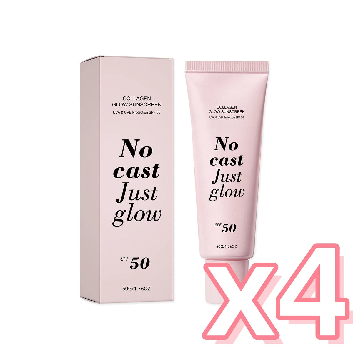 Collagen Glow Sunscreen SPF 50 (50g) – "No Cast Just Glow" Hydrating Daily Sun Cream with Centella Asiatica & Panthenol