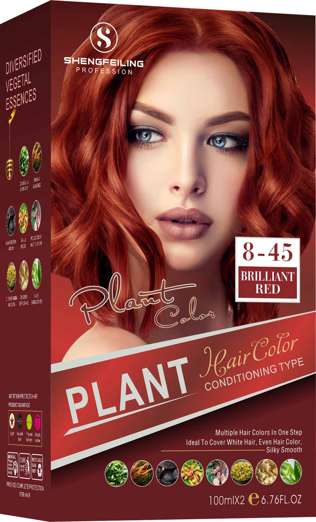 SHENGFEILING 8-in-1 Herbal Conditioning Hair Color Kit (200ml) – 100% Gray Coverage Botanical Hair Dye