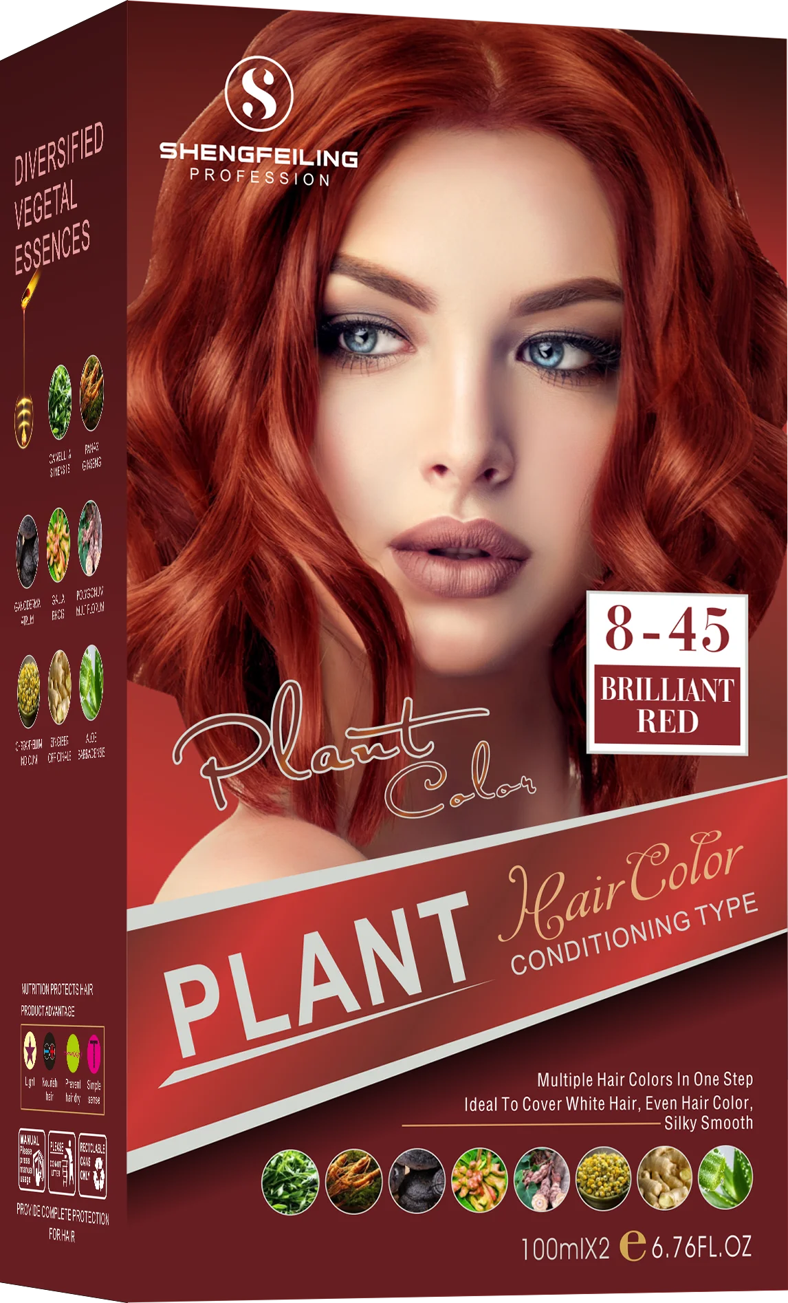 SHENGFEILING 8-in-1 Herbal Conditioning Hair Color Kit (200ml) – 100% Gray Coverage Botanical Hair Dye