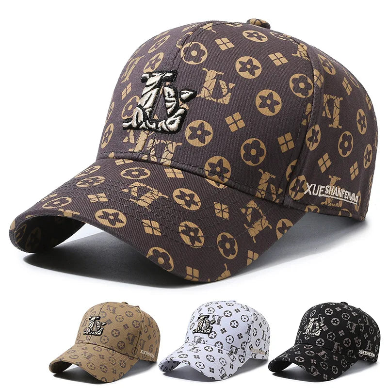 Monogram Print Luxury Baseball Cap – Unisex Fashion Sun Hat