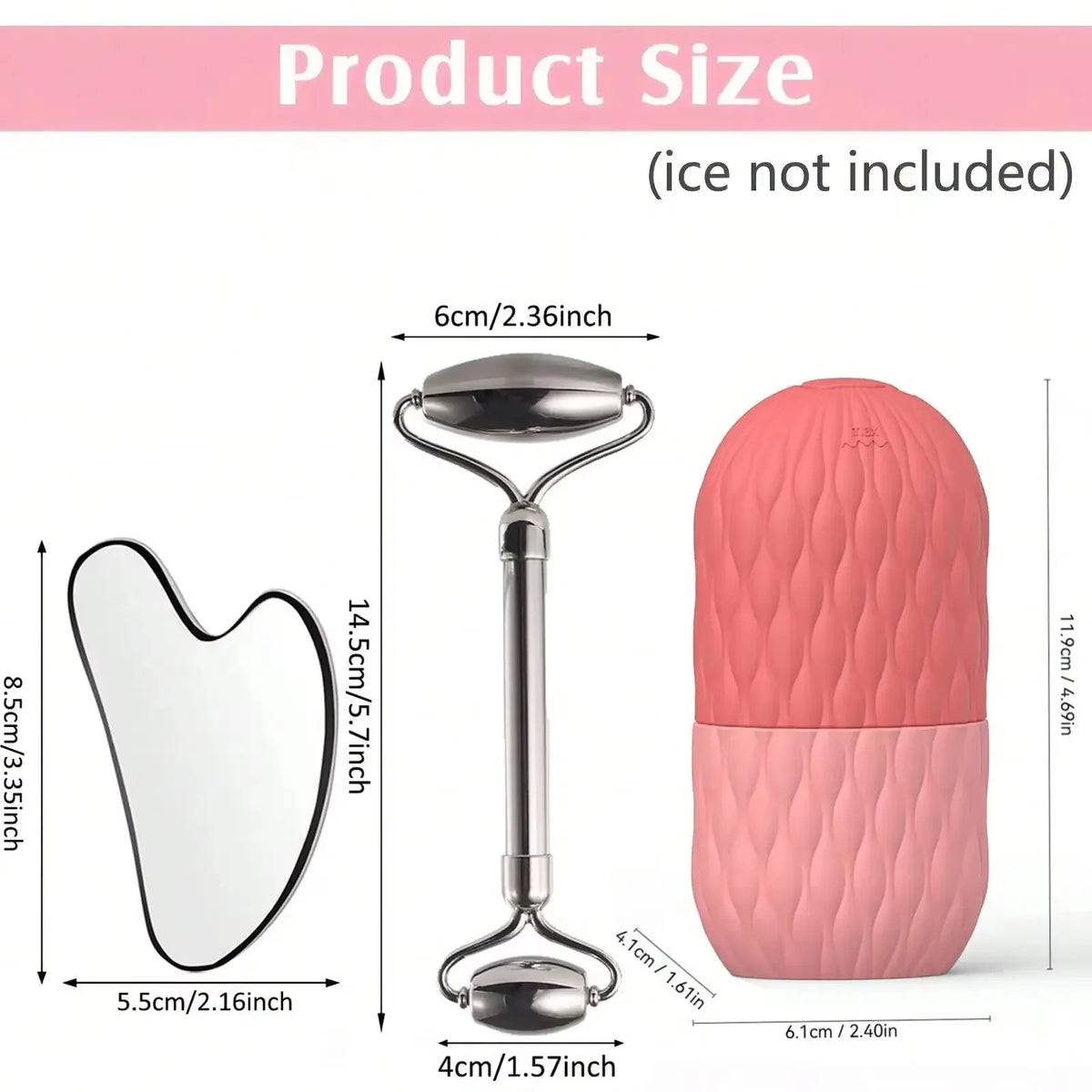 Silicone Ice Face Roller & Stainless Steel Gua Sha Set – Cryotherapy Facial Massager for Puffiness, Eye Edema & Jawline Sculpting
