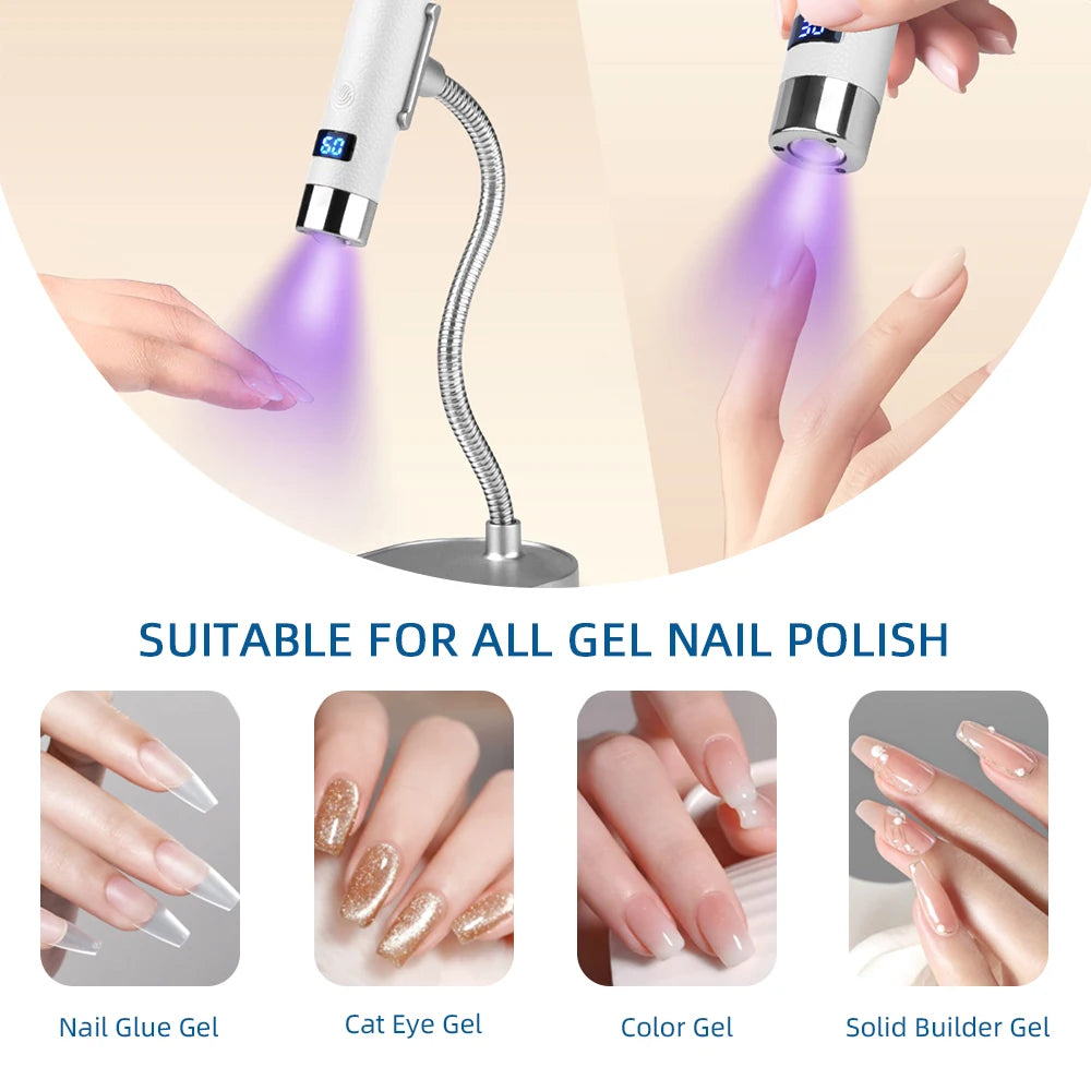 2-in-1 Handheld & Gooseneck Desktop Rechargeable Intelligent UV/LED Nail Lamp – 800mAh Battery, Smart Sensor, Digital Timer