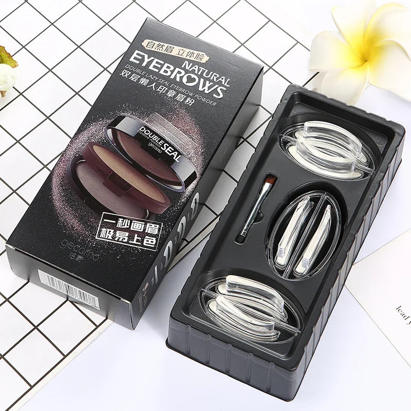 Double Seal Two-Color Eyebrow Stamp and Stencil Kit