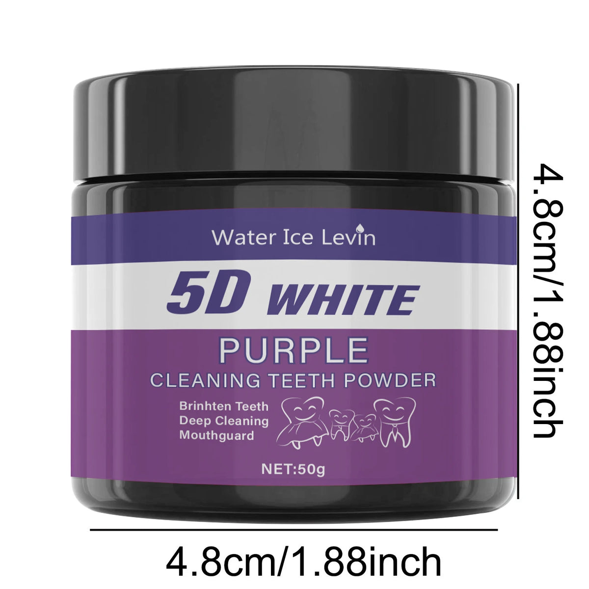 5D White Purple Teeth Whitening Powder – Color Correcting Stain Remover & Breath Freshener (50g)
