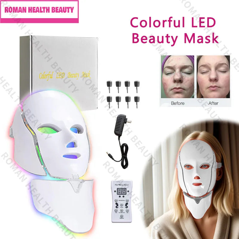 7-Color LED Face & Neck Beauty Mask – Professional At-Home Photon Therapy & Microcurrent Device