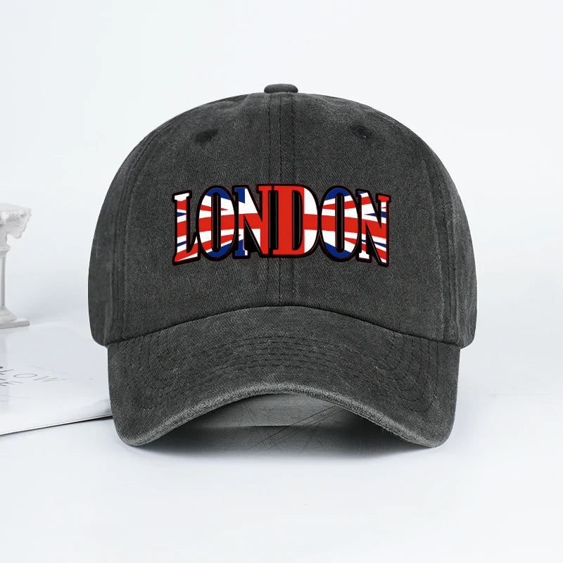 Vintage Washed Cotton London Union Jack Baseball Cap – Unisex Streetwear Dad Hat