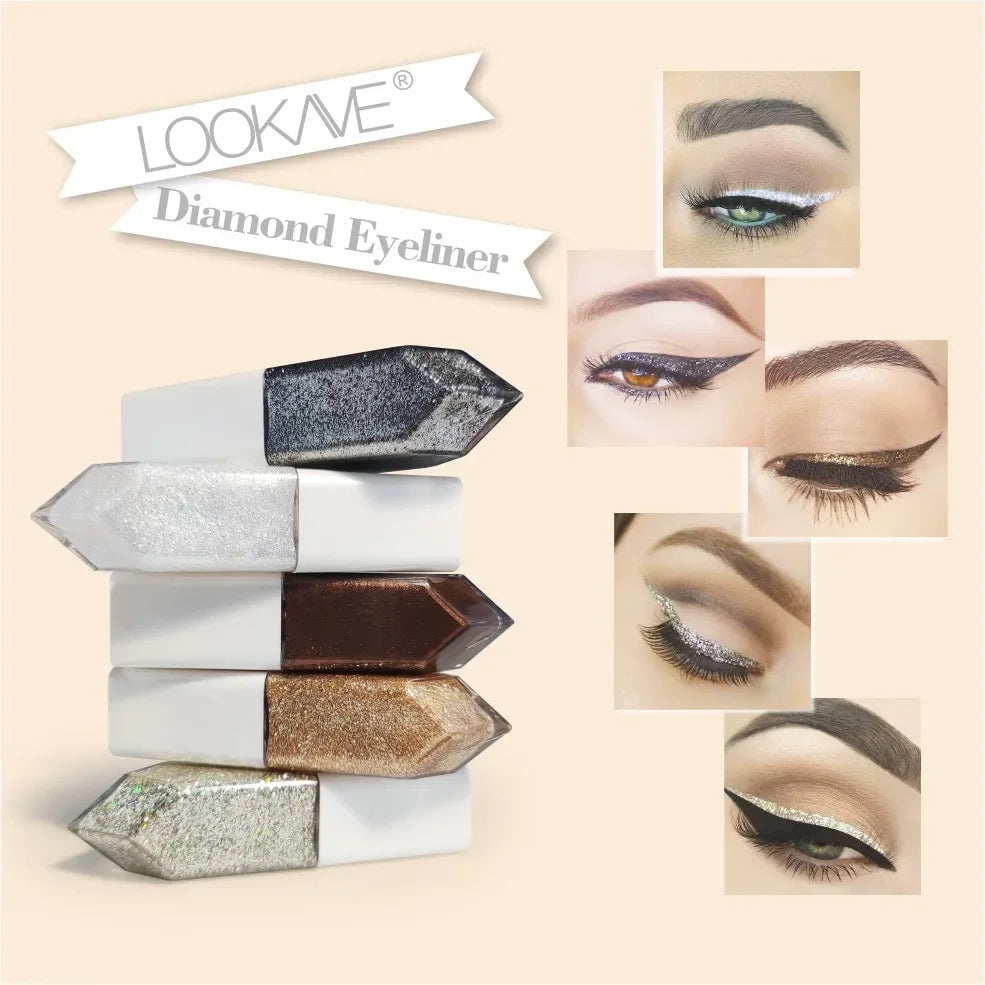 Diamond Shimmer Liquid Eyeliner & Glitter Eyeshadow | Long-Lasting Sparkling Eye Makeup