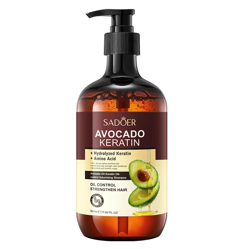 SADOER Avocado Keratin Oil-Control Volumizing Shampoo (500ml) – Amino Acid Scalp Cleanser for Greasy Hair, Root Lift & Frizz Repair