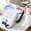 Professional Electric Nail Drill Kit 20000 RPM – Portable E-File Machine with 6 Metal Bits & Sanding Bands