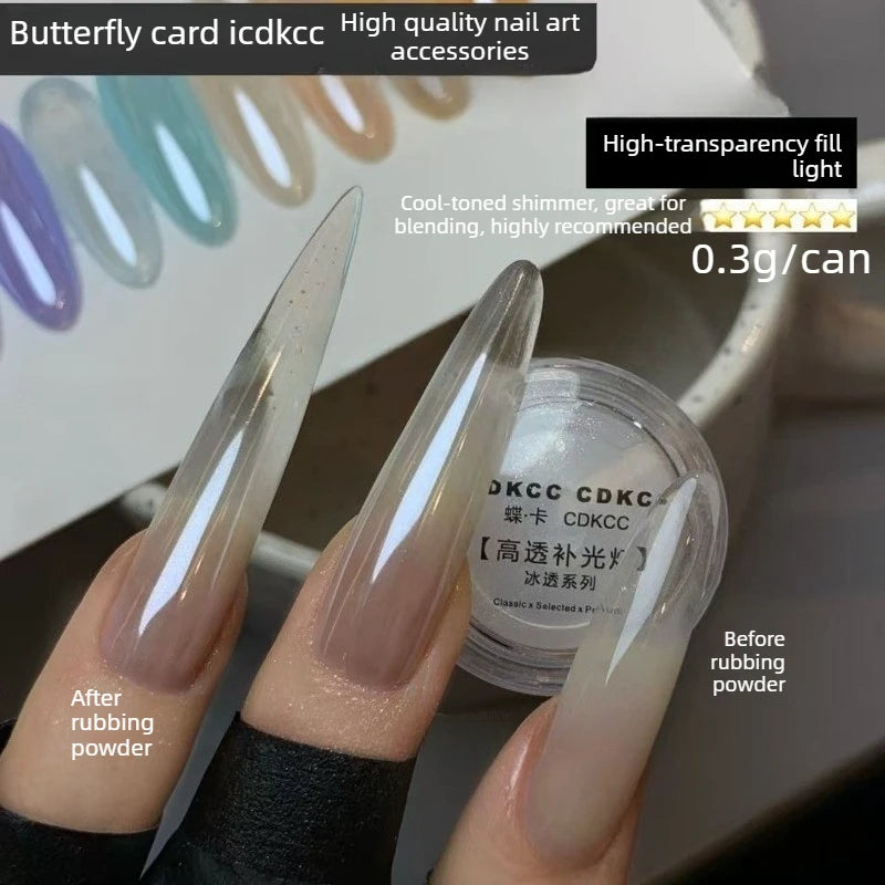 High-Transparency Moonlight Chrome Nail Powder – Icy Aurora Mirror Pigment for Nail Art