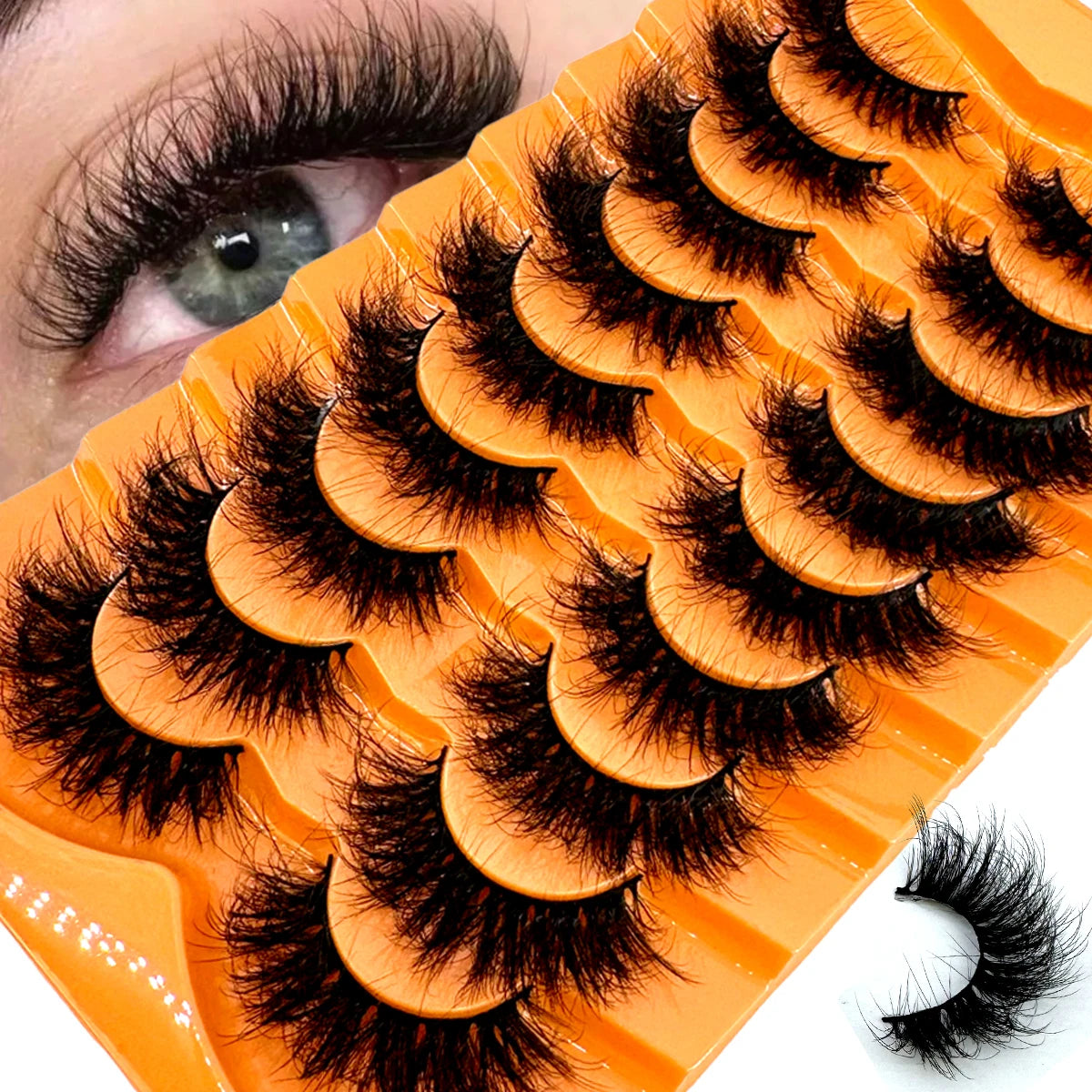AMSDEN® 10 Pairs Dramatic Volume Faux Mink Eyelashes - Fluffy & Wispy False Lashes Bulk Pack