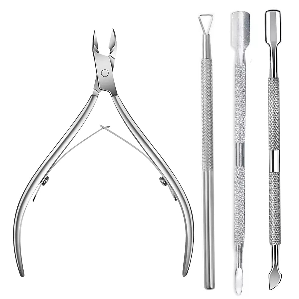 Professional Stainless Steel Cuticle Nipper & Pusher Set