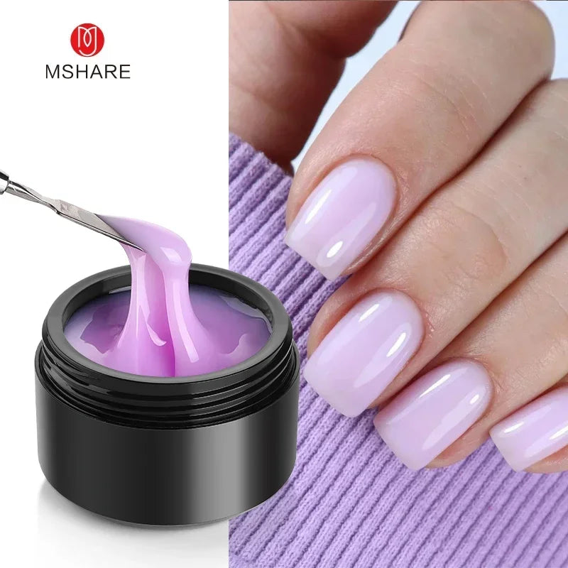 MSHARE Self-Leveling Builder Gel in a Jar – Medium Density Extension Gel for Nail Strengthening