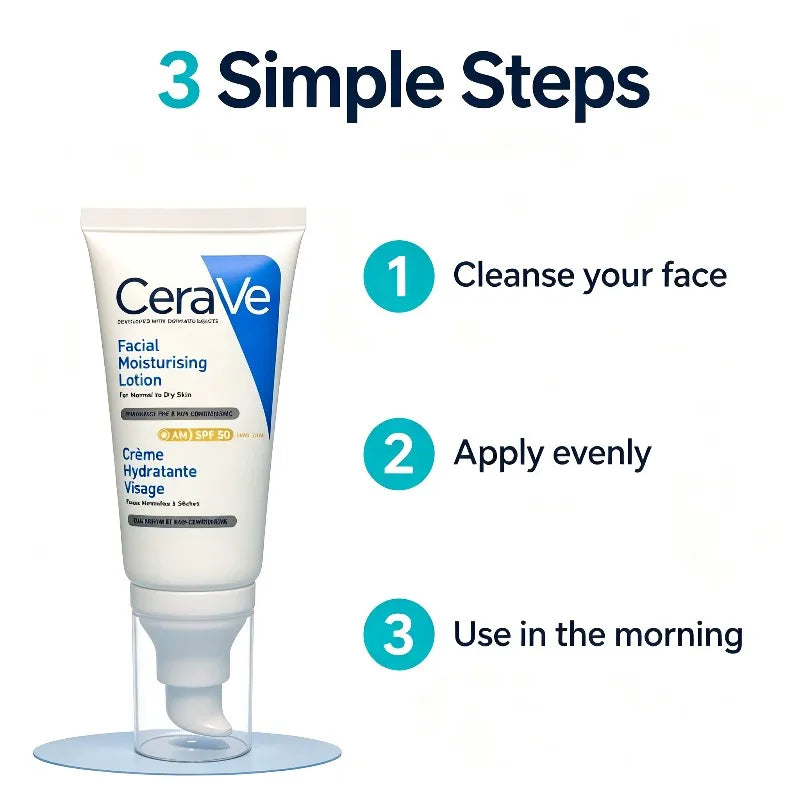 CeraVe AM Facial Moisturising Lotion SPF 50 – Daily Hydrating Face Cream with Ceramides & Hyaluronic Acid (50ml / 1.69 fl oz)