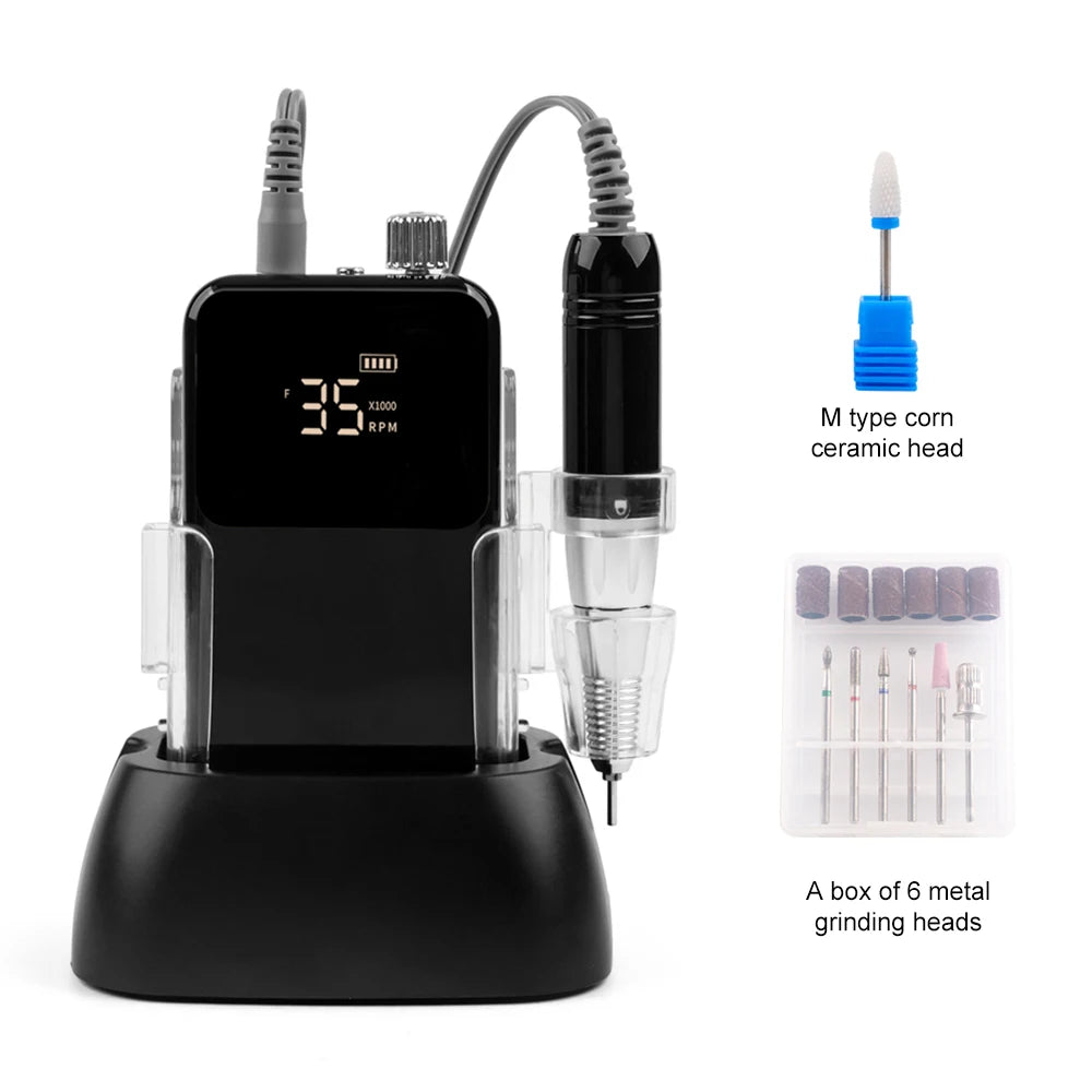 Strong 207B Nail Drill Machine Set - 35,000 RPM Micro Motor