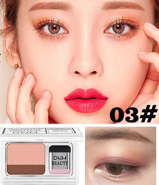 Lazy 2-Tone Gradated Eyeshadow Palette with Quick Brush | 1-Step Natural Gradient Shimmer