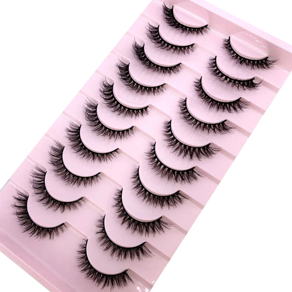 AMSDEN® 10 Pairs Dramatic Volume Faux Mink Eyelashes - Fluffy & Wispy False Lashes Bulk Pack