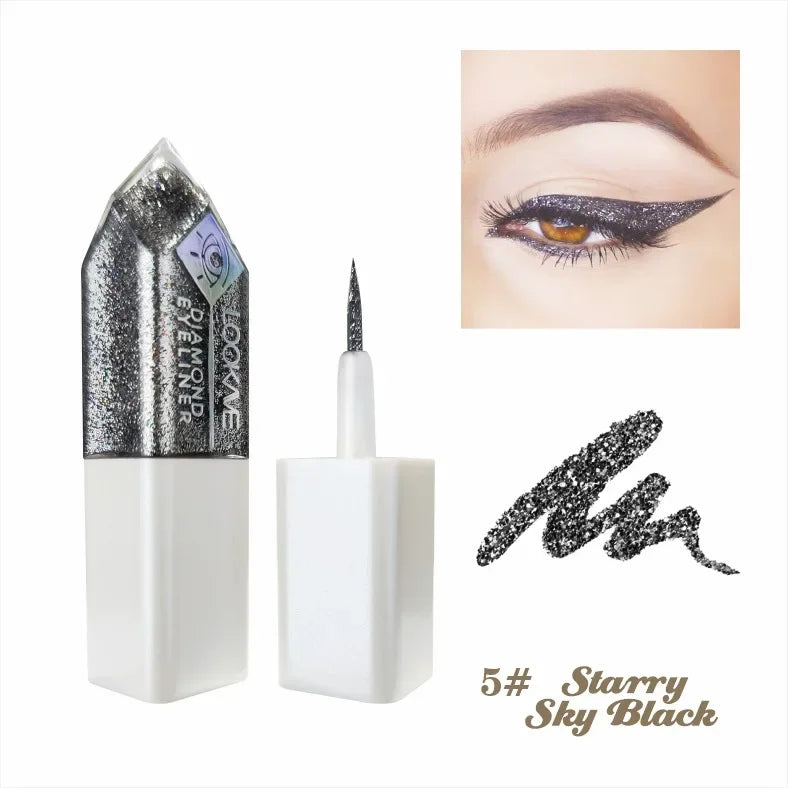 Diamond Shimmer Liquid Eyeliner & Glitter Eyeshadow | Long-Lasting Sparkling Eye Makeup