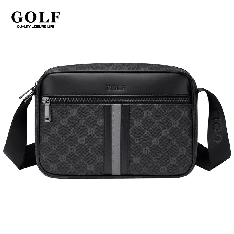 GOLF Men’s Monogram Crossbody Bag – Compact Leather Messenger Shoulder Bag