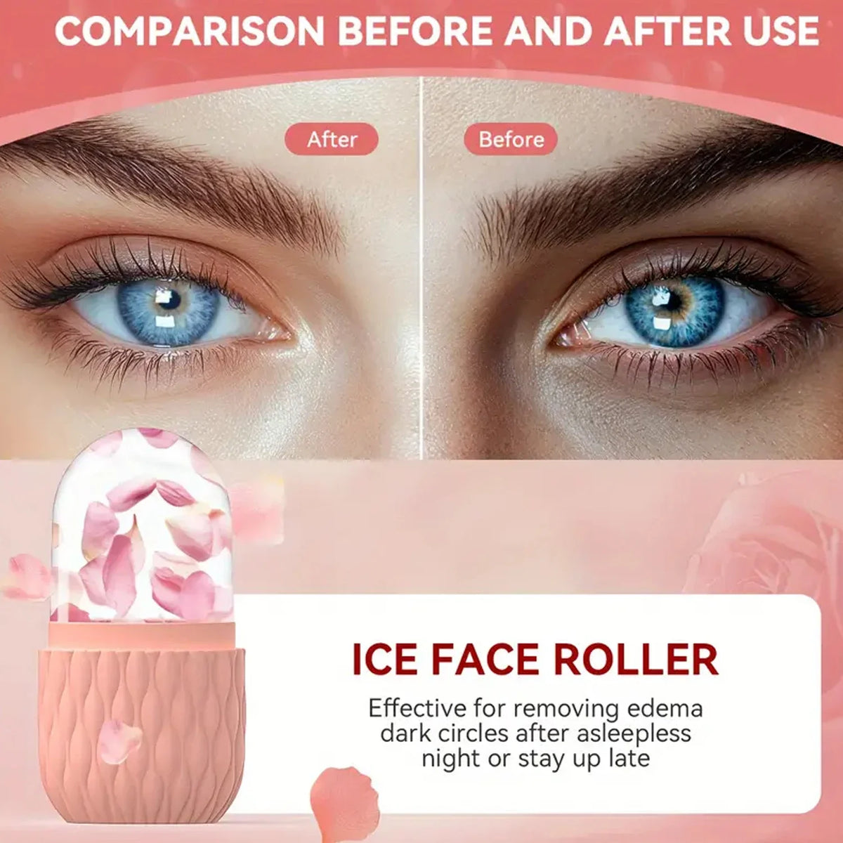 Silicone Ice Face Roller & Stainless Steel Gua Sha Set – Cryotherapy Facial Massager for Puffiness, Eye Edema & Jawline Sculpting