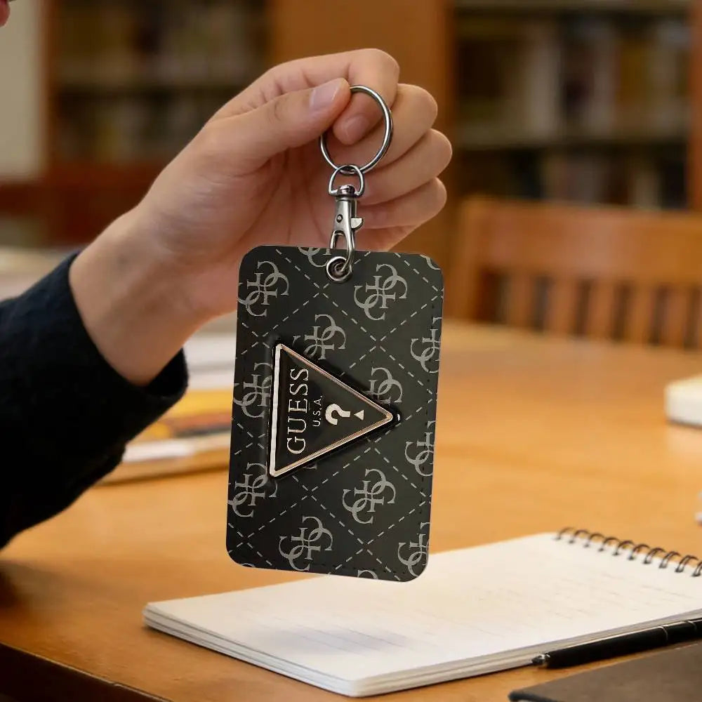 Slim Monogram Card Holder Keychain with Metal Lobster Clasp