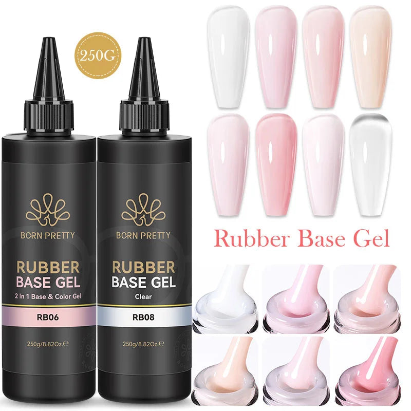BORN PRETTY 250g Rubber Base Gel Refill – 2-in-1 Builder & Color Base Coat