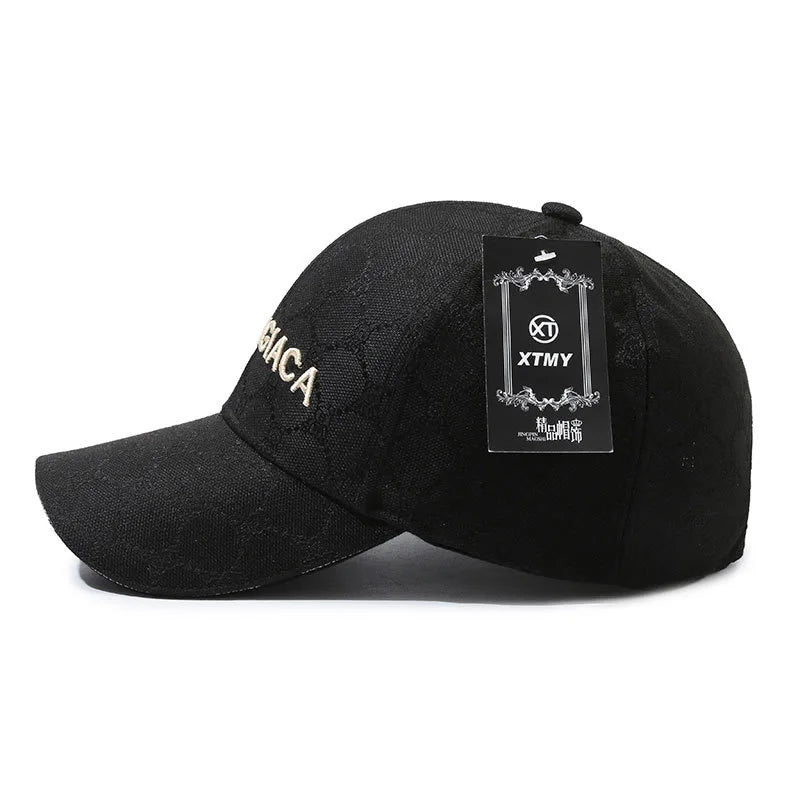 Urban Streetwear Embroidered Baseball Cap – Monogram Jacquard Curved Brim Hat