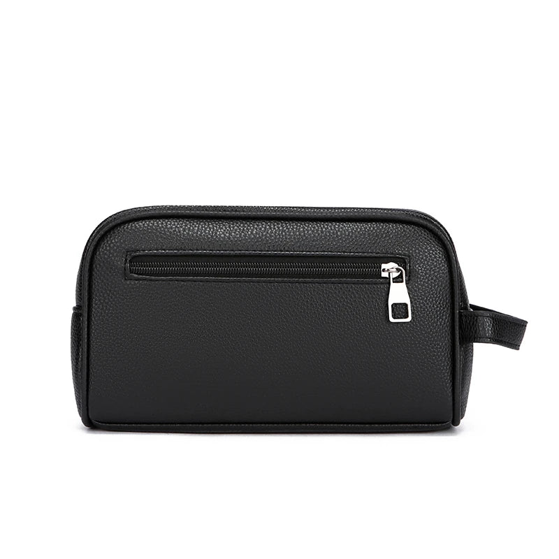 Men’s Pebbled Leather Toiletry Wash Bag – Compact Dopp Kit & Travel Shaving Clutch Organizer