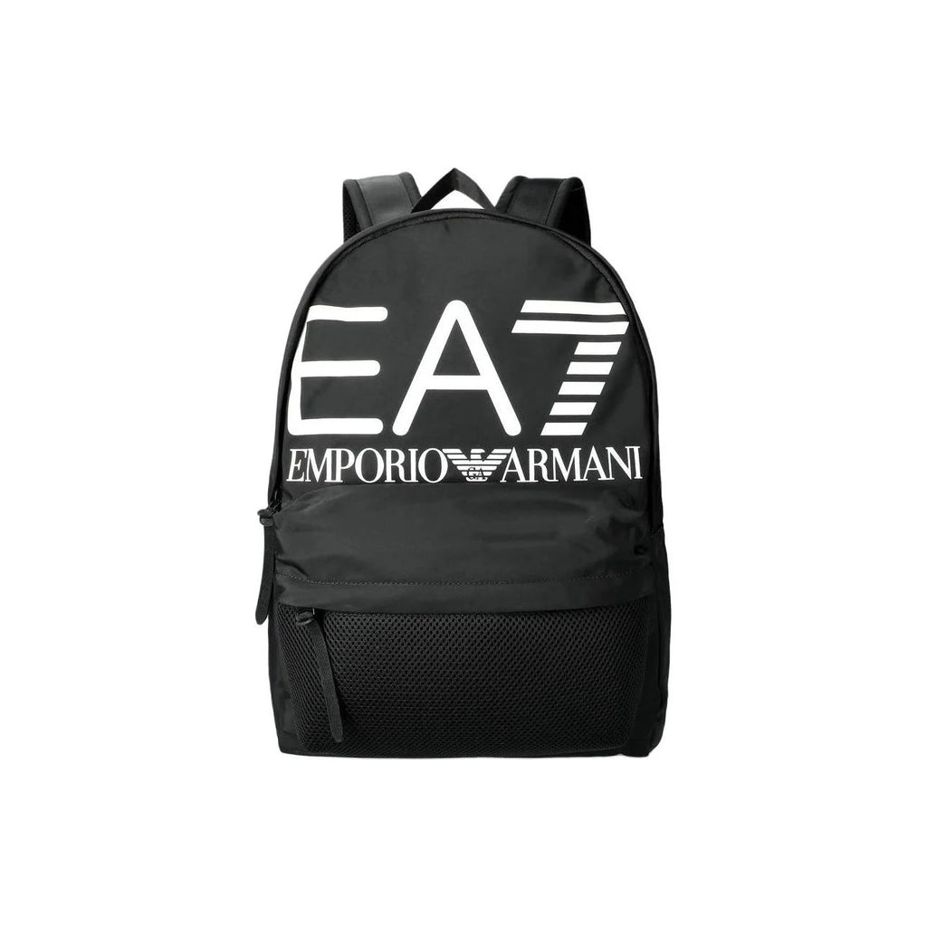 EA7 Emporio Armani Unisex Sport Backpack – Black & White Logo Laptop Daypack