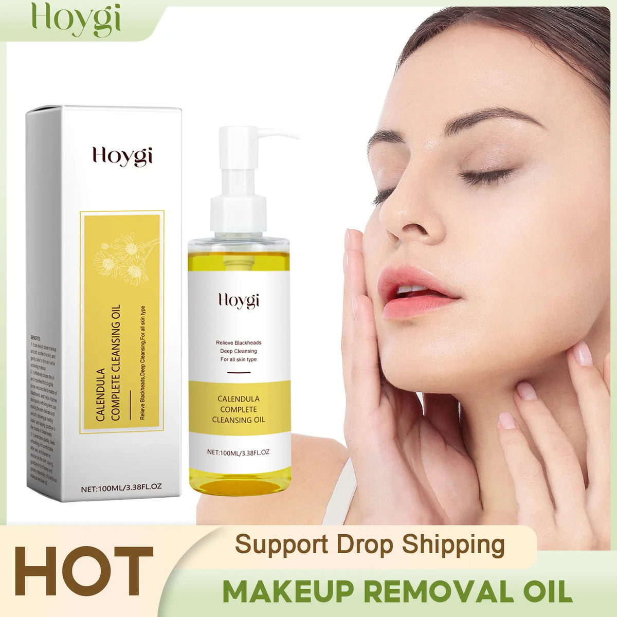 Hoygi Calendula Complete Cleansing Oil – Gentle Makeup Remover & Pore Purifying Blackhead Cleanser (100ml)