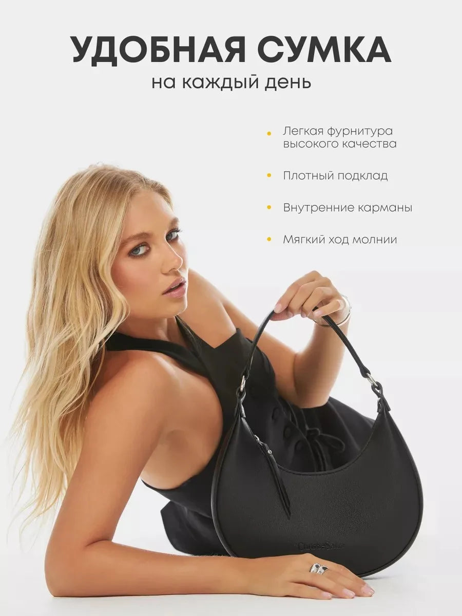 Christie Saiko - Black Eco-Leather Hobo Shoulder Bag for Everyday Fashion