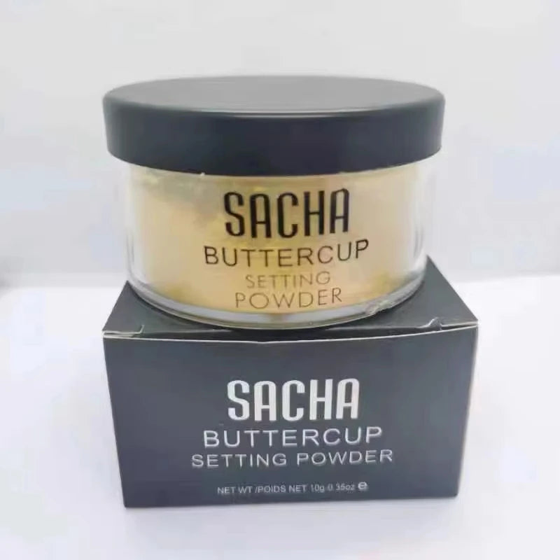 SACHA Buttercup Setting Powder (10g) – Matte Loose Finishing Powder for Baking, Oil Control & Flash-Friendly Complexion