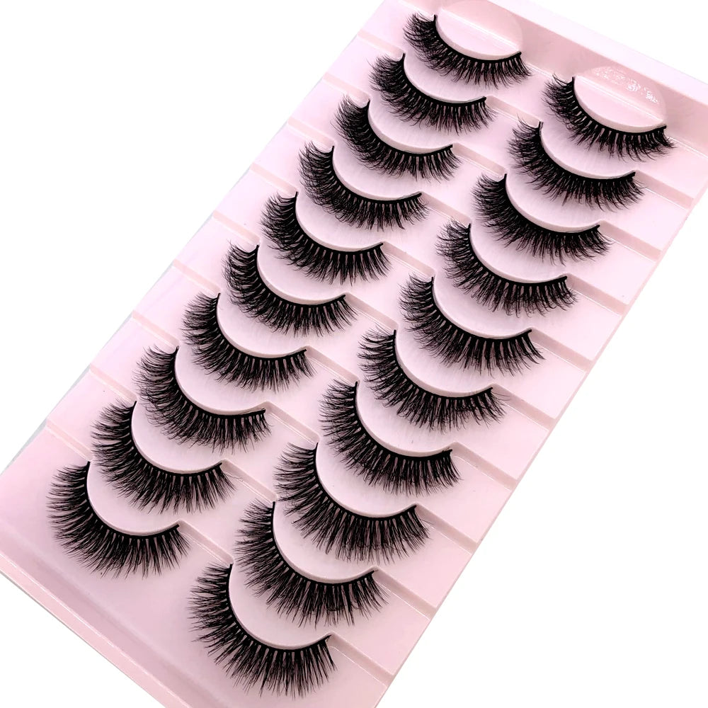AMSDEN® 10 Pairs Dramatic Volume Faux Mink Eyelashes - Fluffy & Wispy False Lashes Bulk Pack