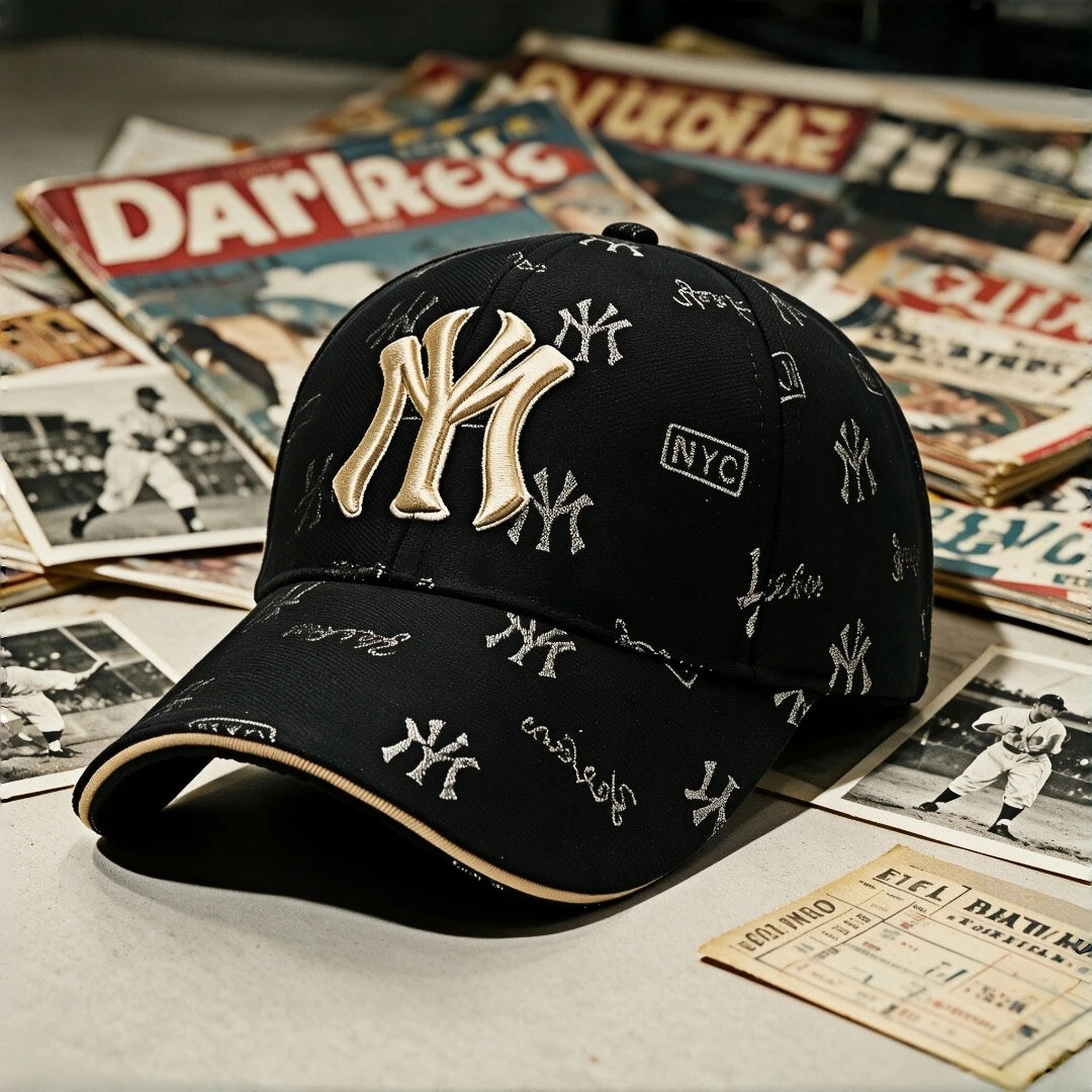 Vintage NY Monogram Embroidered Baseball Cap – Unisex Jacquard Streetwear Dad Hat