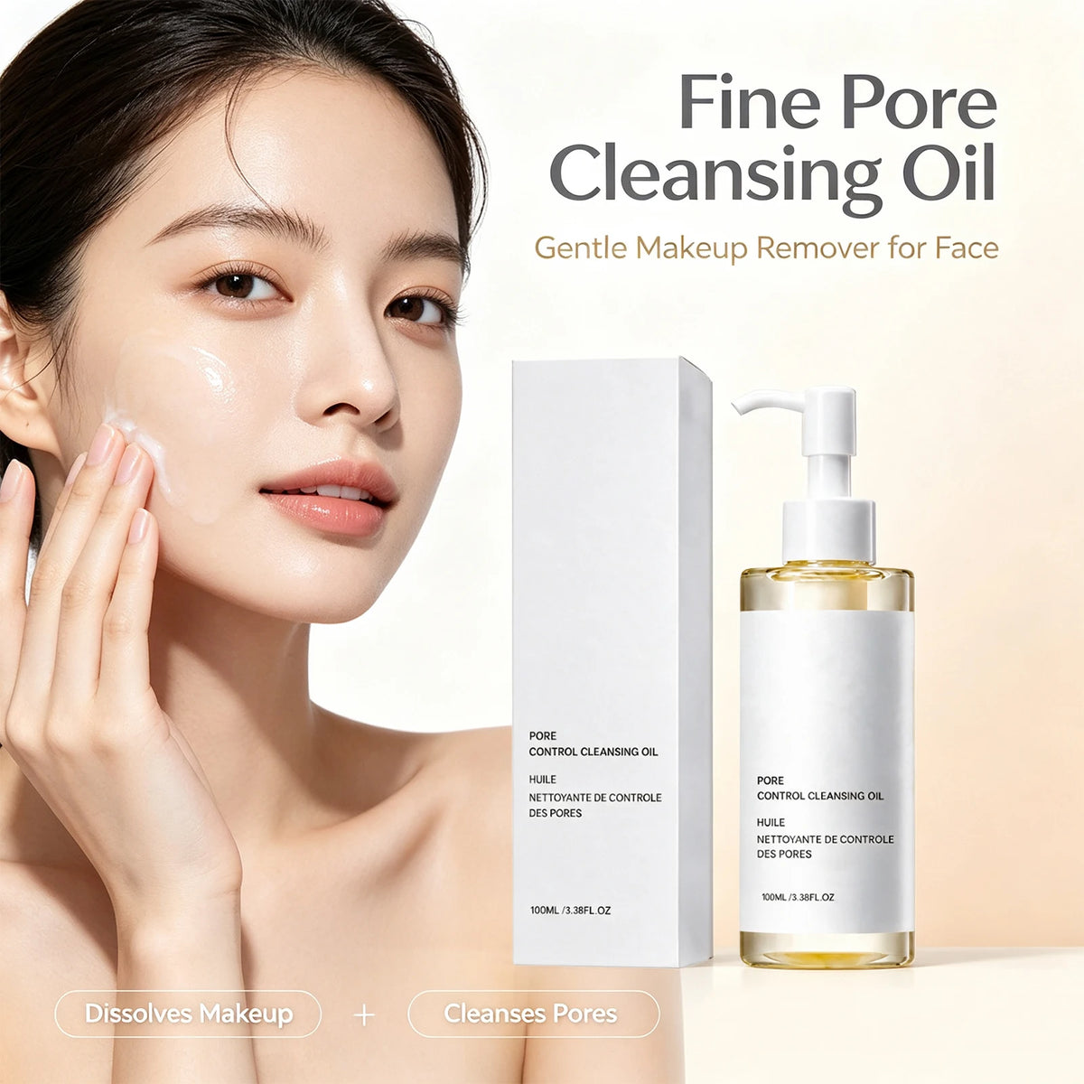 Fine Pore Control Cleansing Oil (100ml / 3.38 fl. oz) – Gentle Deep Pore Cleanser & Makeup Remover