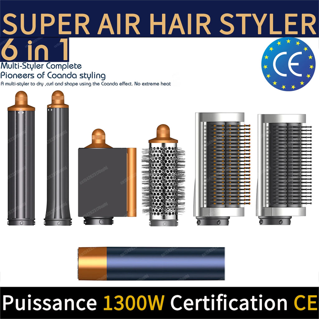 6-in-1 Professional Air Hair Styler & Dryer Kit – 1300W Coanda Airflow Multi-Styler Set