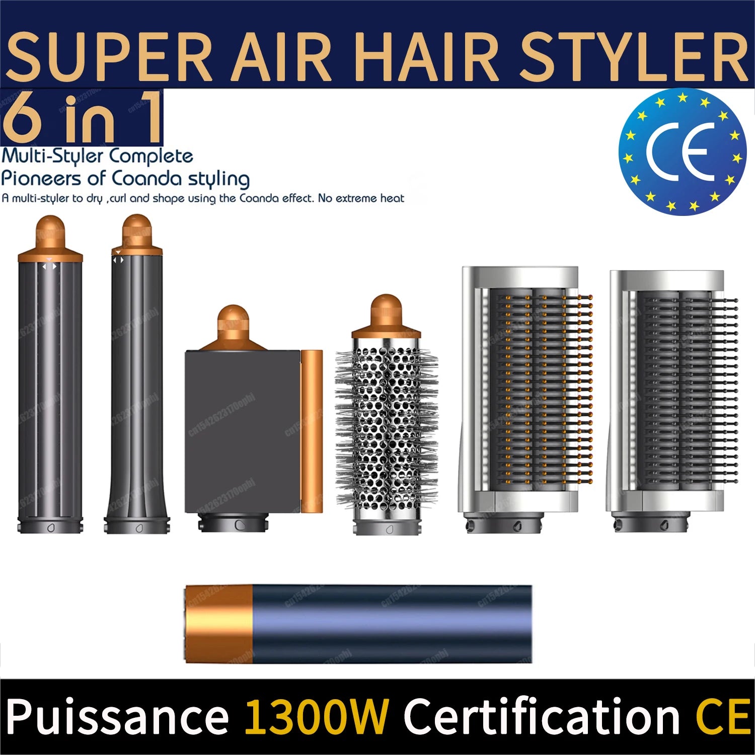6-in-1 Professional Air Hair Styler & Dryer Kit – 1300W Coanda Airflow Multi-Styler Set