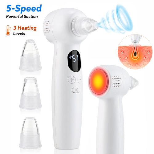 2-in-1 Smart Blackhead Remover Vacuum & Facial Pore Cleanser – Deep Pore Suction Device with 3-Level Heating Hot Compress