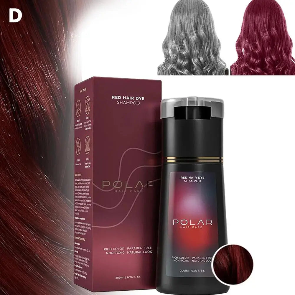 POLAR Hair Care 200ml Herbal Hair Dye Shampoo – 10-Minute Instant Grey Coverage & Nourishing Color