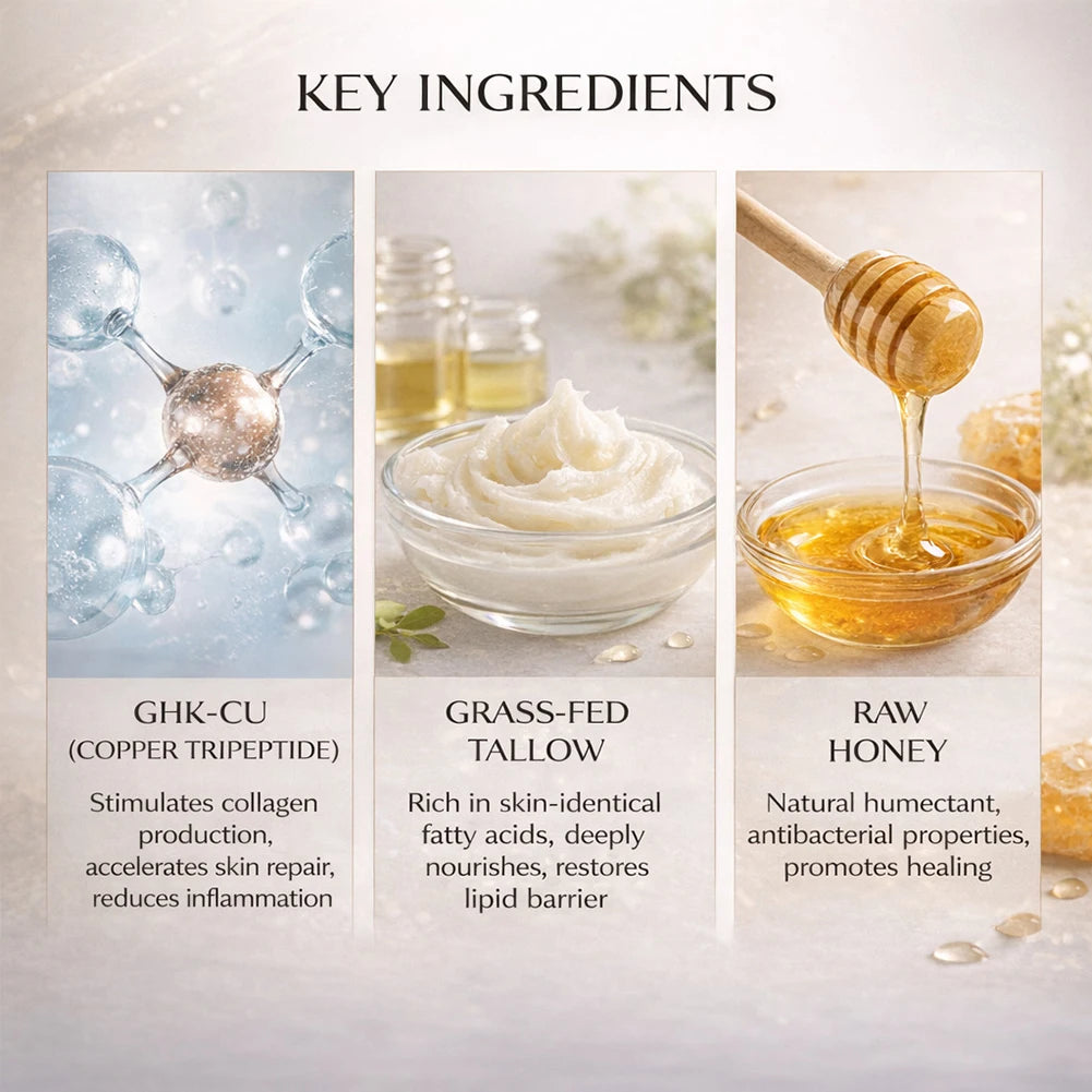 GHK-CU Whipped Tallow Honey Balm with Methylene Blue – Deep Hydration & Collagen Boosting Face Cream (60ml)